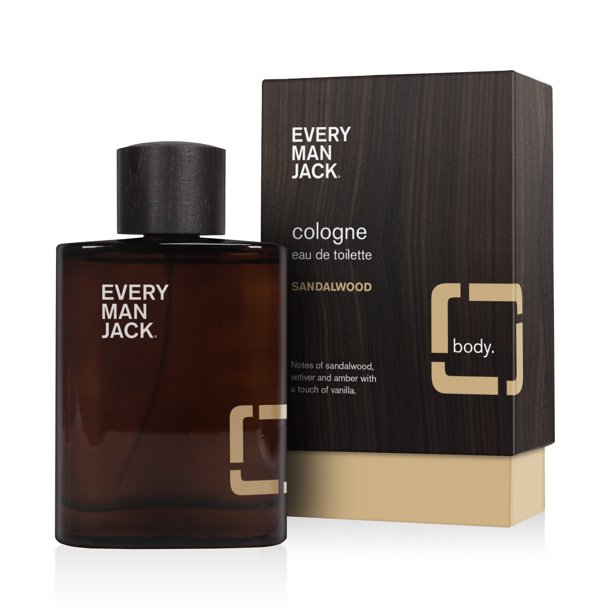 Every Man Jack Sandalwood Eau de Toilette, Cologne for Men, 3.4 Oz Full
