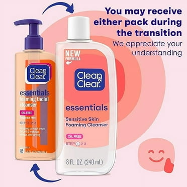 Clean & Clear Essentials Foaming Facial Cleanser, Oil-Free Daily Face Wash with Glycerin to Remove Acne Breakout-Causing Dirt, Oil & Makeup Without Over-Drying, Coconut, 8 Fl Oz