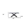 thumbnail image 2 of HomeRoots  30 x 63 x 35 in. Glass & Black Extendable Rectangular Dining Table with X Metal Base, 2 of 6
