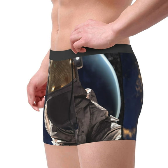 Goofa Astronaut Printed Men's Boxer Briefs Underwear, Moisture-Wicking Underwear, Trunk,Soft and Breathable Cotton Underwear-