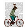 thumbnail image 2 of Fab Funky 12x14 Black Ornate Wood Framed with Double Matting Museum Art Print Titled - Rabbit On Bike, 2 of 4