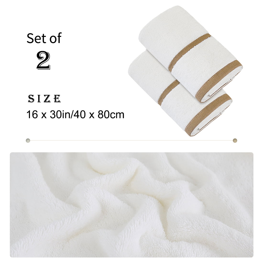 Unique Bargains 2-Pack Lightweight Cotton Hand Towels 16" x 30" Tan