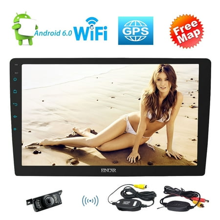 Non Wifi A Android 6.0 Quad-core Double Din Car Radio Stereo 10.1 inch 2 Din Autoradio Head Unit Support GPS Sat Navigation Bluetooth Phone Link WiFi AM FM RDS SWC USB SD 1080P HD Subwoofer 2G RAM +16G ROM Non- ()