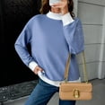 thumbnail image 3 of Striped Mock Neck Sweatshirt For Women Oversized Pullover Tops 2026 Long Sleeve Sweatshirts Soft Ribbed Trim Knit Material Casual Fall Winter Fashion Clothes Vacation, 3 of 6