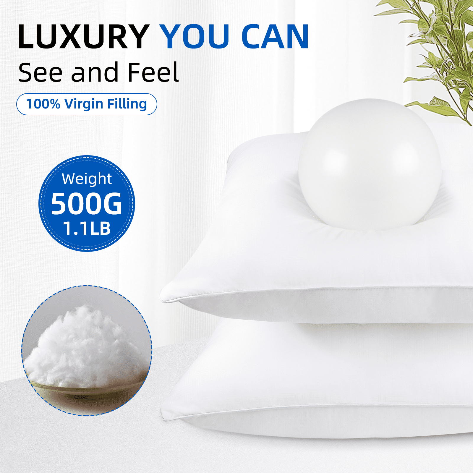COOKEY 18 x 18 Throw Pillow Inserts(Set of 2),Indoor White Square Decorative Pillows for Couch & Bed