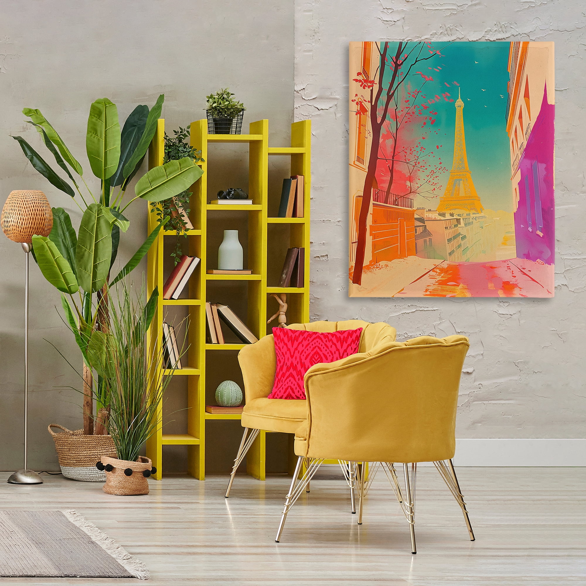Stupell Industries Abstract French View Town & City Painting Gallery Wrapped Canvas Art Print Wall Art, 36 x 48