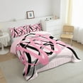 thumbnail image 3 of Manfei Greometric Stripe Lines Bedding Comforter Set,Modern Abstract Art Twin Comforter Sets,Pink Black Striped Bedding Set For Gitls Teens,Breathable Home Decor Reversible,2 Pieces, 3 of 8