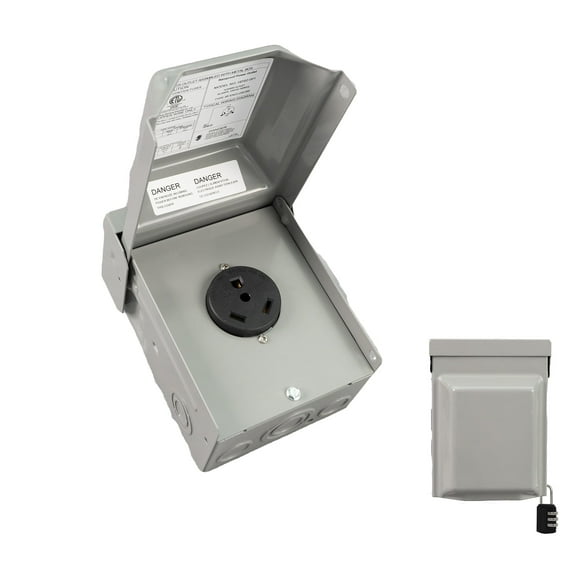 HIITIO Outdoor 30 Amp Electrical Box with NEMA TT-30R Receptacle - 125V Heavy Duty Lockable Panel for RV Hookups, Campers & Mobile Power (ETL Approved)