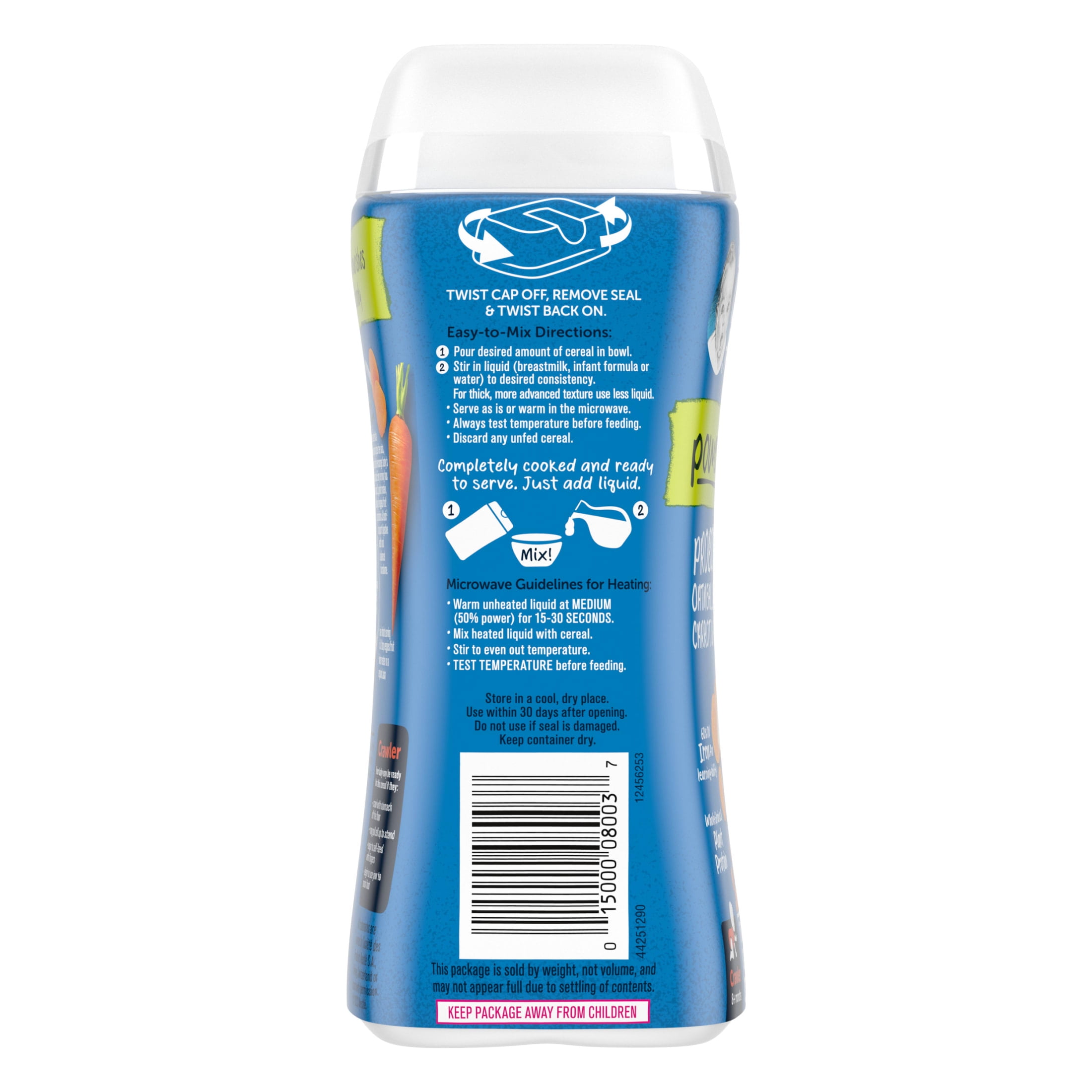 Gerber Cereal 3rd Foods Probiotic Lentil Carrot Apple Oatmeal Baby Cereal, 8 oz Canister