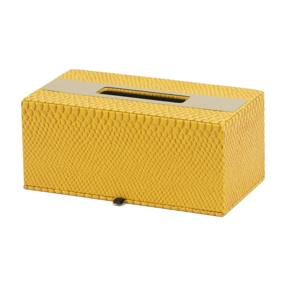 A&B Home Faux Leather Tissue Box Cover - 10.5" x 5.5" x 4.5" - Yellow