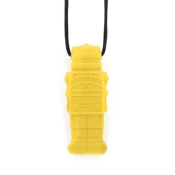 Collar mordedor, mordedor de silicona con forma de robot, colgante mordedor para bebé, diseño de última generación