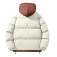 thumbnail image 4 of Wyobmus Men's Quilted Jackets Winter Heavyweight Hooded Puffer Jacket Solid Zipper Coat Casual Oversized Padded Jacket Beige, 4 of 4