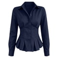 thumbnail image 4 of Hurxie Waist Tops for Women Wrap Top Fitted Button Down Shirt Wrap Top Long Sleeve Blouse Casual Outfits, 4 of 7