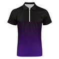 thumbnail image 4 of Black And Purple Gradient Men Zipper T-shirt Summer Casual Short Sleeve T-shirt Top, 4 of 7