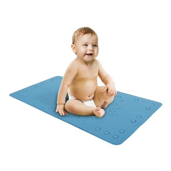 Mommy's Helper Suction Cup Bath Mat for tub or shower, Cushioned & Textured, Blue Whale Design