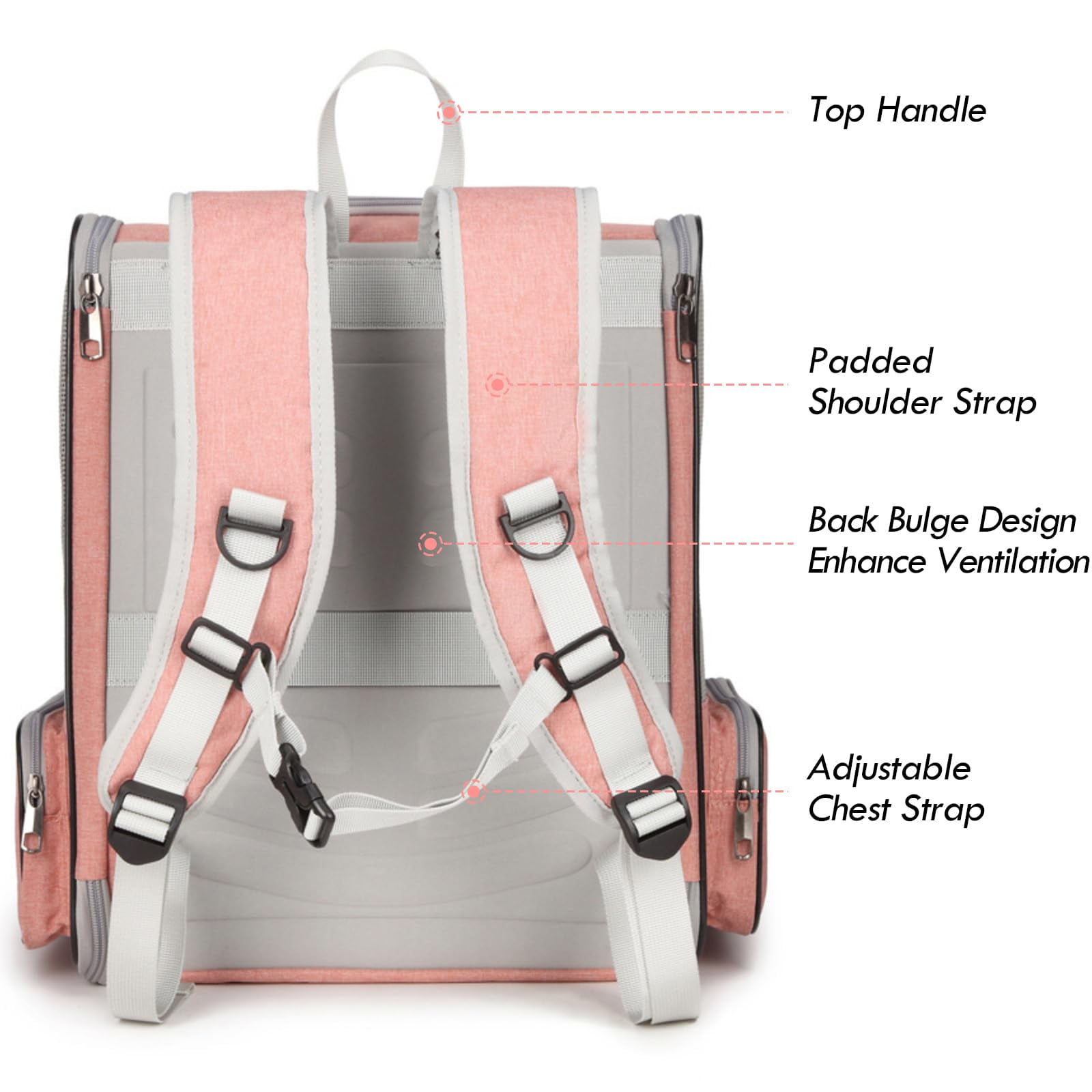 Cat Backpack Carrier, Large Pet Backpack with Kitten Wand Feather Toy for Medium Small Dog Cat Puppy Kitty Bunny up to 15lbs, Ventilated Mesh Dog Travel Carrier for Hiking Walking Outdoor Use