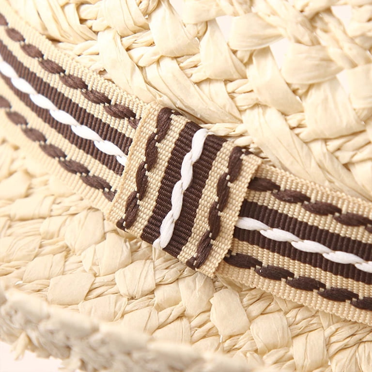 Womens Summer Straw Sun Hats Wide Brim Panama Fedora Beach  display picture 1