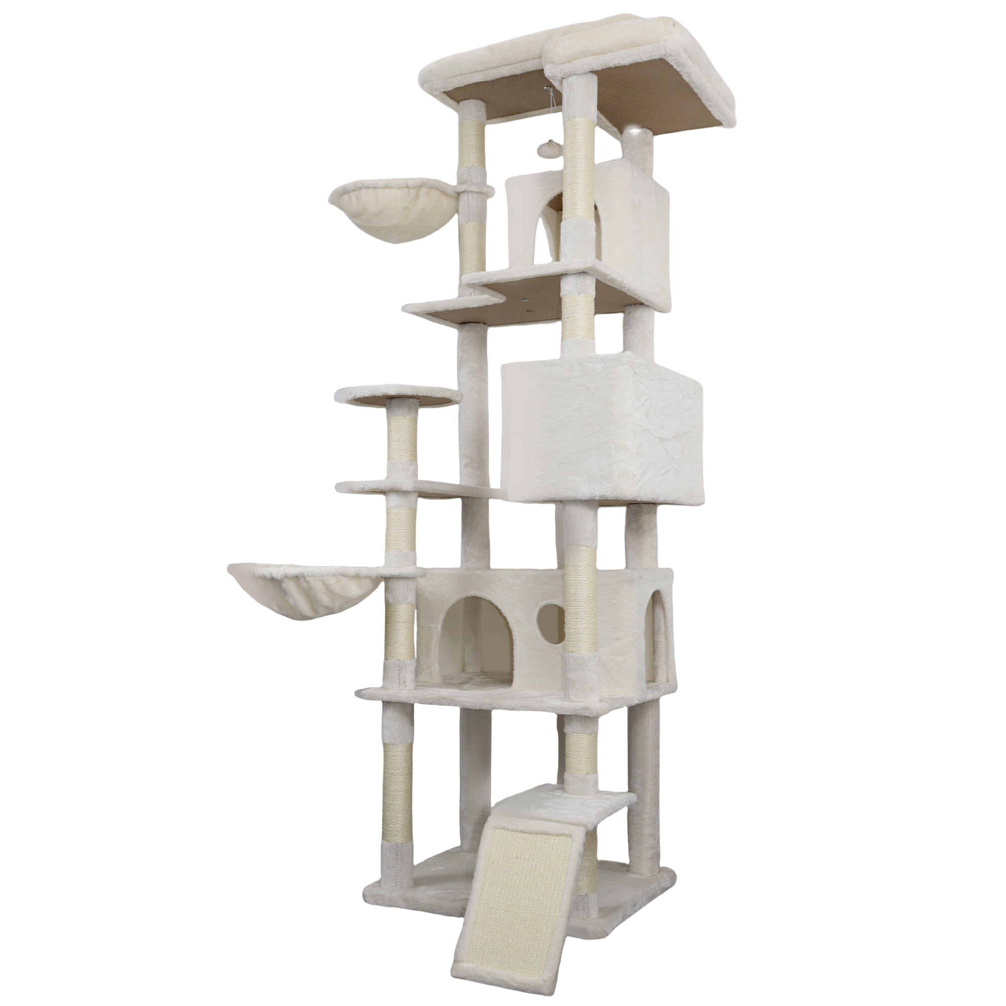 Jopath Cat Condo 84 In Beige Cat Tree Tower Sturdy Large Cat Tower With Large Condo Sisal Scratching Post Big Hammock And Top Platform For Adult Cats Kittens