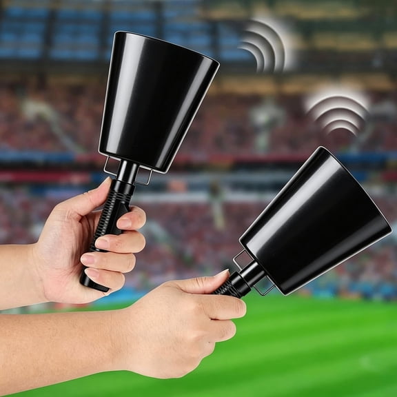 2 Pack Cowbell, 10 Inch Noise Maker for Sports Events, Football & Soccer Games with Handle, Black