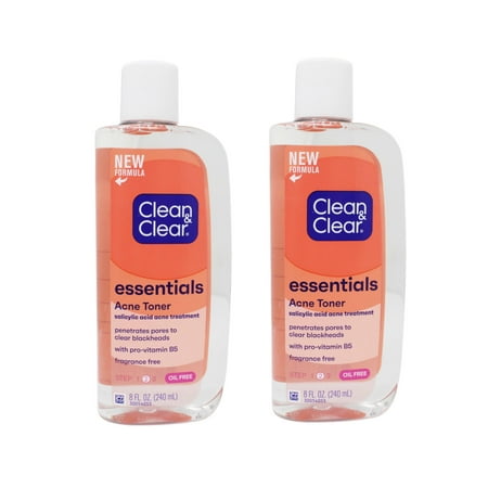 2 Pack - Clean & Clear Essentials Oil-Free Deep Cleaning Face Astringent with 2% Salicylic Acid Acne Medication, 8 fl oz