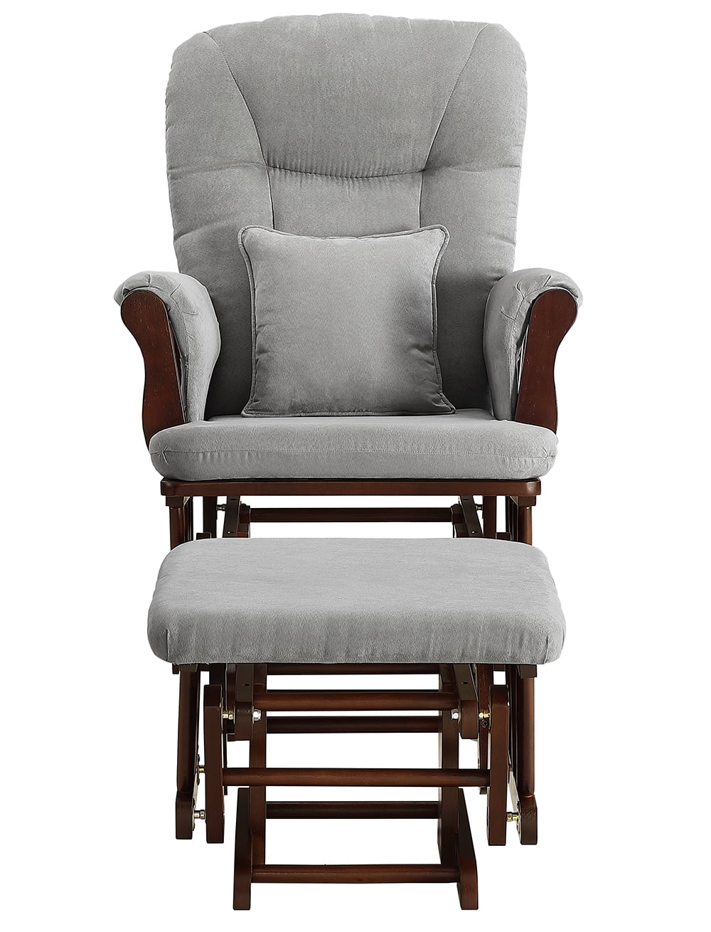 Angel Line Monterey II Glider and Ottoman, Espresso Finish with Gray Cushions