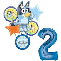 Anagram Bluey 2nd Birthday Party Supplies Foil Balloon Bouquet Decorations