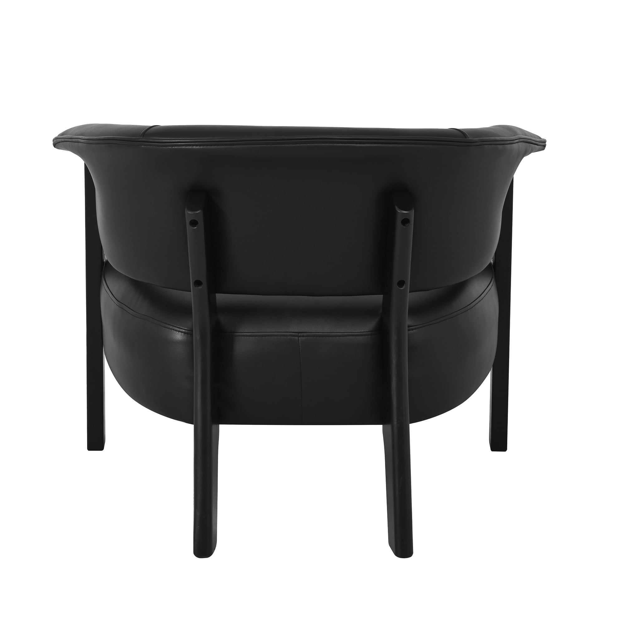 Wingback Accent Chair with Faux Leather and Wrap-Around Back, Upholstered Armchair and Reading Chair with Solid Wood Legs, Black