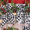 thumbnail image 5 of 2 Rolls Wired Edge Plaid Ribbon Christmas Buffalo Check Ribbon White Black Plaid Ribbon 2.5" Wide Farmhouse Craft Ribbon, 5 of 5