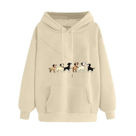 Oalirro Beige Womens Long Sleeve Drawstring Hoodies New Fashion Pullover Valentine's Day Gift for Her