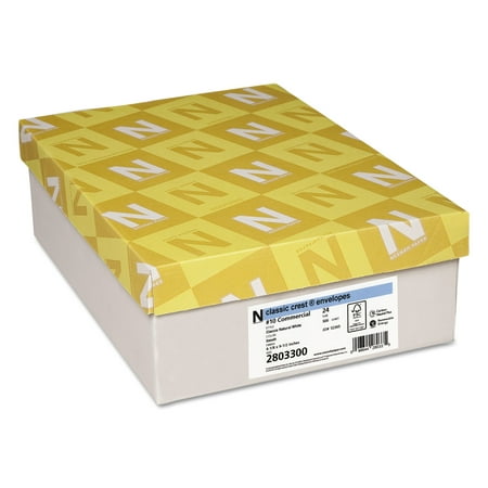 - Neenah Paper Classic Crest #10 Envelope, 4 1/8 x 9 1/2, Natural White, 500/Box