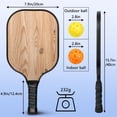 thumbnail image 4 of Pickleball Paddles Set Of 2, Fiberglass Surface, Wood Grain Print, 4 Balls & Bag, 4 of 5