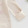 thumbnail image 7 of CAICJ98 Baby Girls Clothes Letter Embroidery Long Sleeve Romper Bow Waffle Knit Ruffled Newborn Infant Winter Fall Spring Outfit with Headband (Beige,0-3 Months), 7 of 7