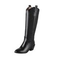 thumbnail image 2 of Autumn And Winter Warm Thick-heeled Women's Boots Plain Pointed High-heeled High Boots, 2 of 9