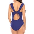 thumbnail image 1 of Toystoory Traje de baño ajustado con volantes sexy para mujer Traje de baño con cuello en V profundo Ahueca hacia fuera sin espalda Ropa de Traje de baño azul L, 1 of 5