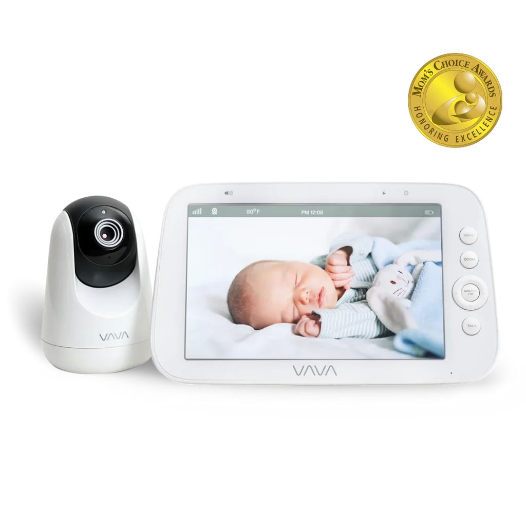 VAVA 8" 1080P HD Video Baby Monitor Split View, Night Vision, Zoom/Pan/Tilt, & 2-Way Audio, White