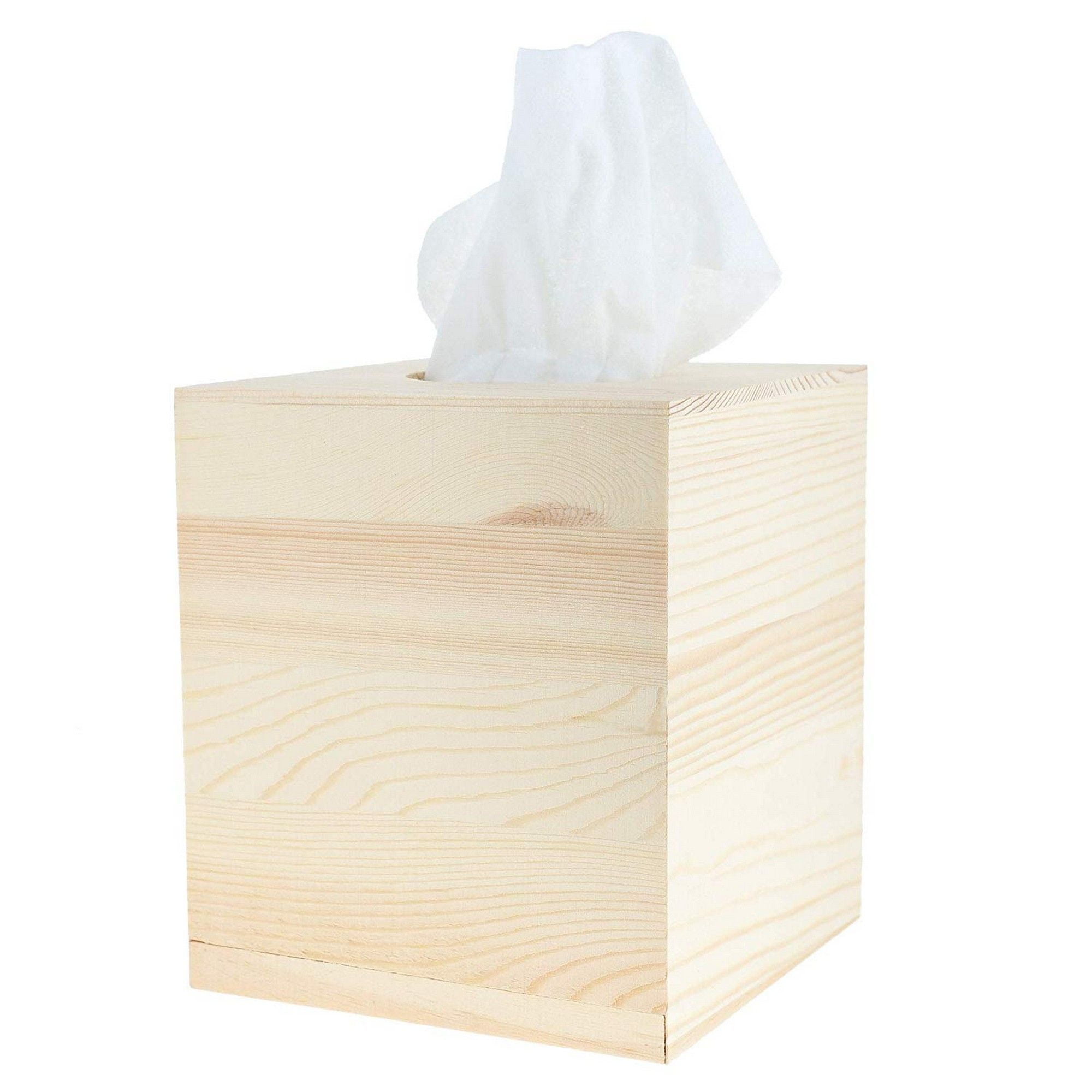 DIY Tissue Box for Bathroom Juvale Unfinished Wood Tissue Box Cover Bedroom Night Stand 5.06 x 5.06 x 5.875 Inches Natural Wood Facial Tissue Box Holder
