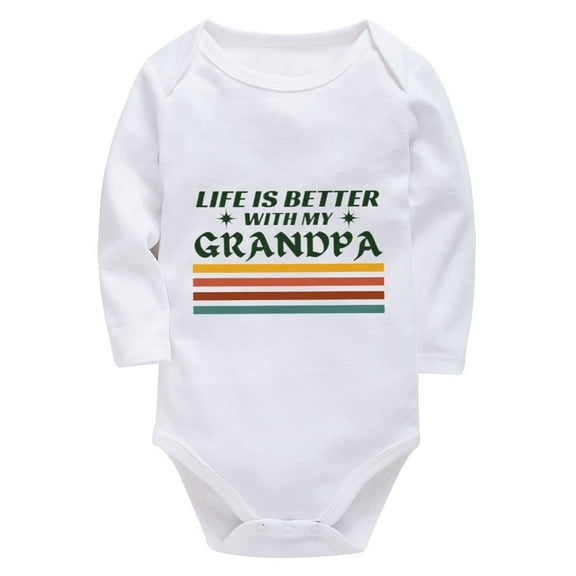 Life Is Better With My Grandpa First Outfit for Newborn Boy Long Sleeve Baby Boy Coming Home Outfit Boy White Boy Clothes 0-