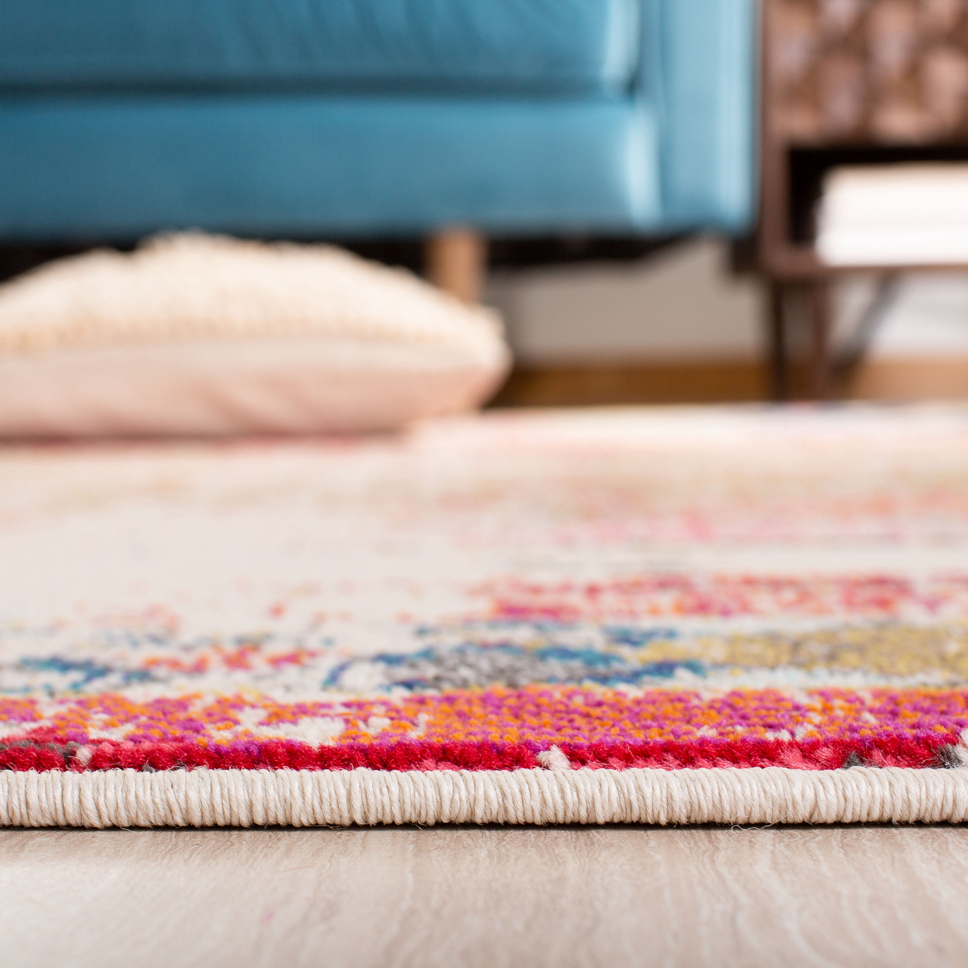 SAFAVIEH Madison Christabella Abstract Runner Rug, Grey/Orange, 2'2" x 18'