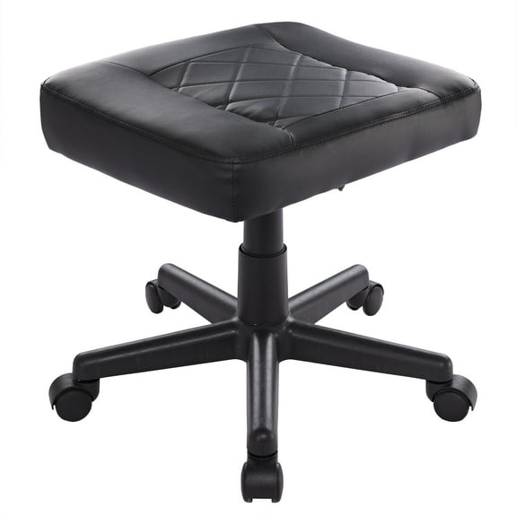 VECELO Mobile Footrest with Wheels, Height Adjustable Swivel Rolling Stool Chair, Ottoman Footstool Game Stool for Gaming Home Office, Black