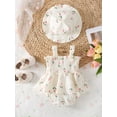 thumbnail image 3 of BemeyourBBs Infant Baby Girl Tulip Romper Dress Summer Clothes Outfit Sleeveless Floral Print Smocked Dress with Sun Hat Set Cute Playsuit, 3 of 9