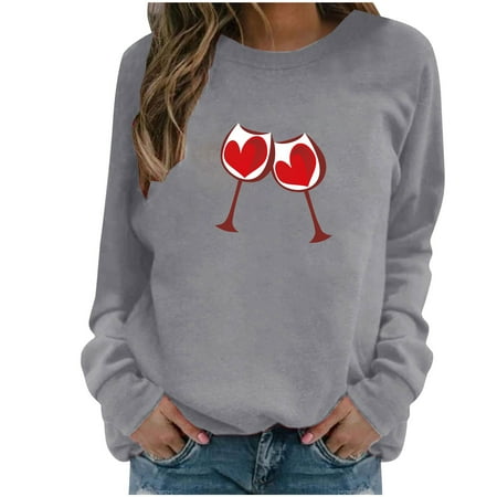 

Zedker Fall Jackets for Women Trendy Sweatshirts for Women Women Fashion Casual Valentine s Day Print Long Sleeve Tops Hoodless Sweatshirts