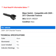 thumbnail image 2 of Wiper Switch - Compatible with 2009 - 2017 Chevy Traverse 2010 2011 2012 2013 2014 2015 2016, 2 of 2