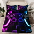 thumbnail image 2 of Gaming Bed Sheets For Boys Teen Game Sheet Set For Kids Gamer Bedding Set Gamepad Home Decor For Bedding Sheet Set Twin Size,Bed Sheet Set Purple Blue Hexagon, 2 of 6