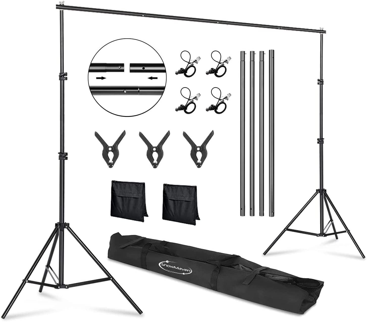 Free Clips BalsaCircle 8 ft x 10 ft Photo Video Studio Adjustable Backdrop Stand Kit Background Support System Wedding Photography 