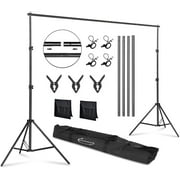 ShowMaven Background Stand, 6.5ft Height x 10ft Wide Adjustable Photo Backdrop Stand with Carry Bag, Clamps, Sangbags and Elastic String Clips