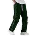 thumbnail image 2 of Dwellite Track Pants Men Side Striped Baggy Wide Leg Parachute Pants Streetwear Elastic Waist Lounge Pants with Pockets Army Green M, 2 of 9
