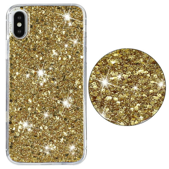 For iPhone XR Case,Cute Glitter Bling Twinkle Stardust with Drop Protection Shockproof Soft TPU Slim Flexible Phone Case Girls/Women Protective case for iPhone XR,Anti Scratch,Gold