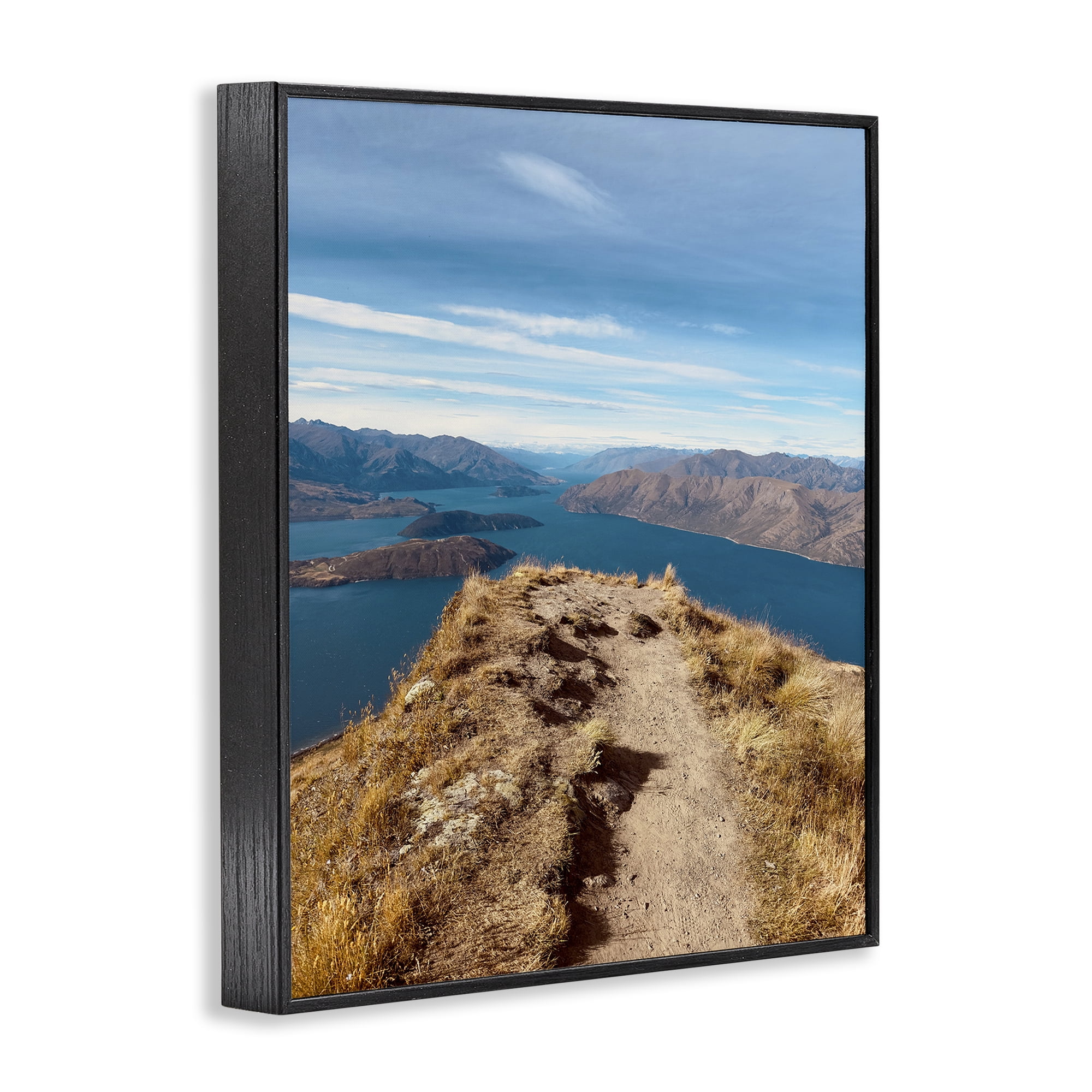 Stupell Industries Cliffs over Blue Sea Landscape Photography Black Framed Art Print Wall Art, 24 x 30