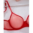 thumbnail image 3 of TrueVip Sexy Sheer Bras for Women Demi Mesh See Through Lingerie Bralette Unlined Underwire Plunge No Padded Bra Red 40C, 3 of 6
