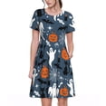 thumbnail image 1 of Bixox Robe d'Été à Manches Courtes pour Femmes Robe Ample Longueur Genou avec Poches-Halloween, 1 of 7